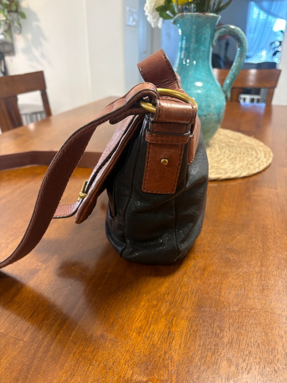 FOSSIL Brown Leather Crossbody Messenger Bag - Unbranded - Picture 3 of 6